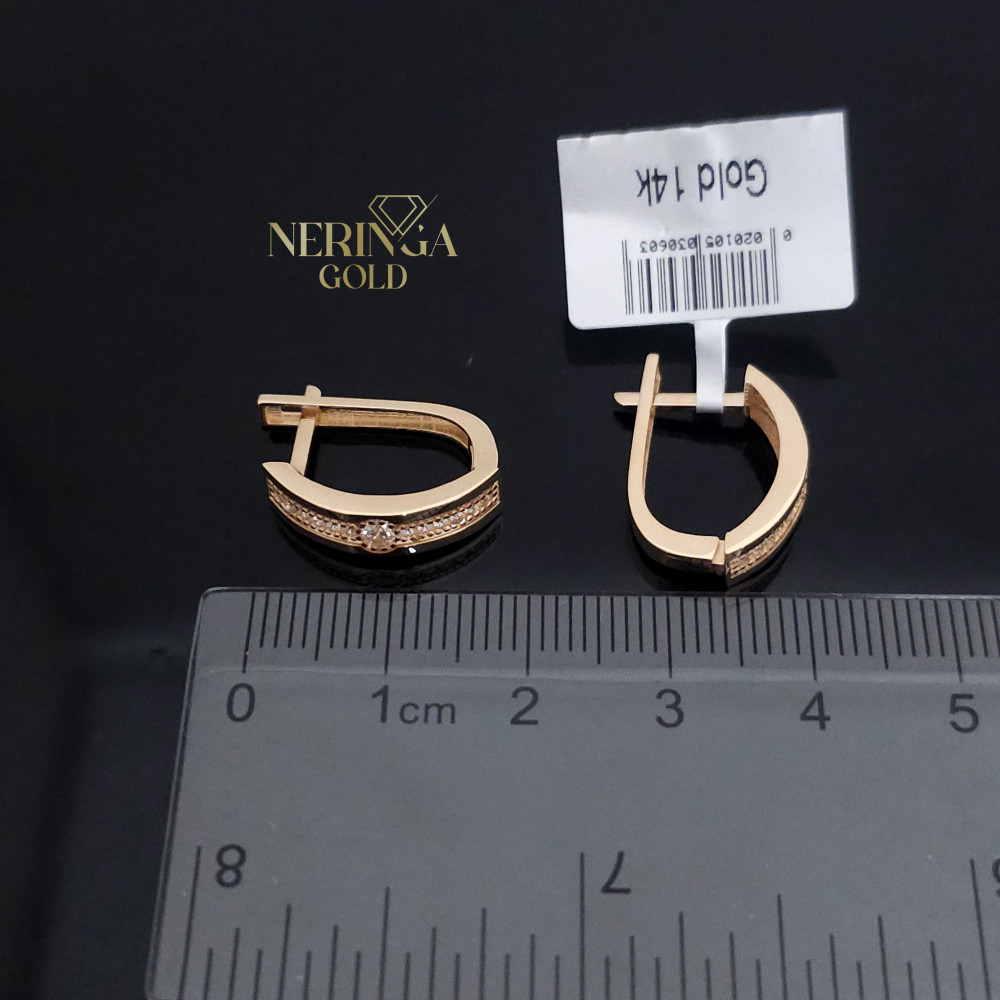 Rose gold english lock earrings #67172