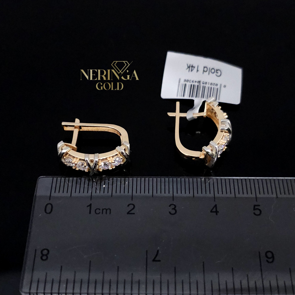 White rose gold english lock earrings #67338