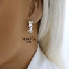 White rose gold english lock earrings #67338