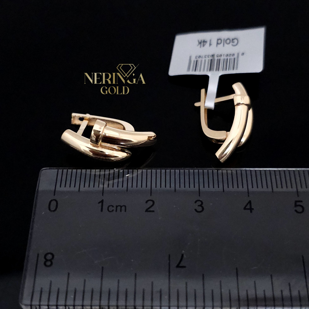 Rose gold english lock earrings #67333