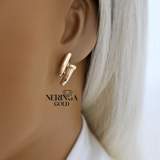 Rose gold english lock earrings #67333