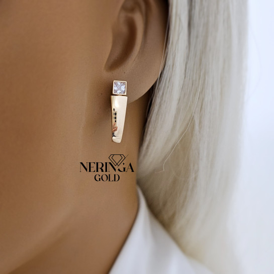 Rose gold english lock earrings #67340