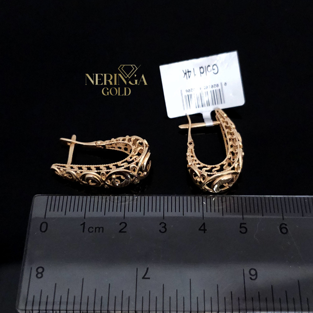 Rose gold english lock earrings #67346