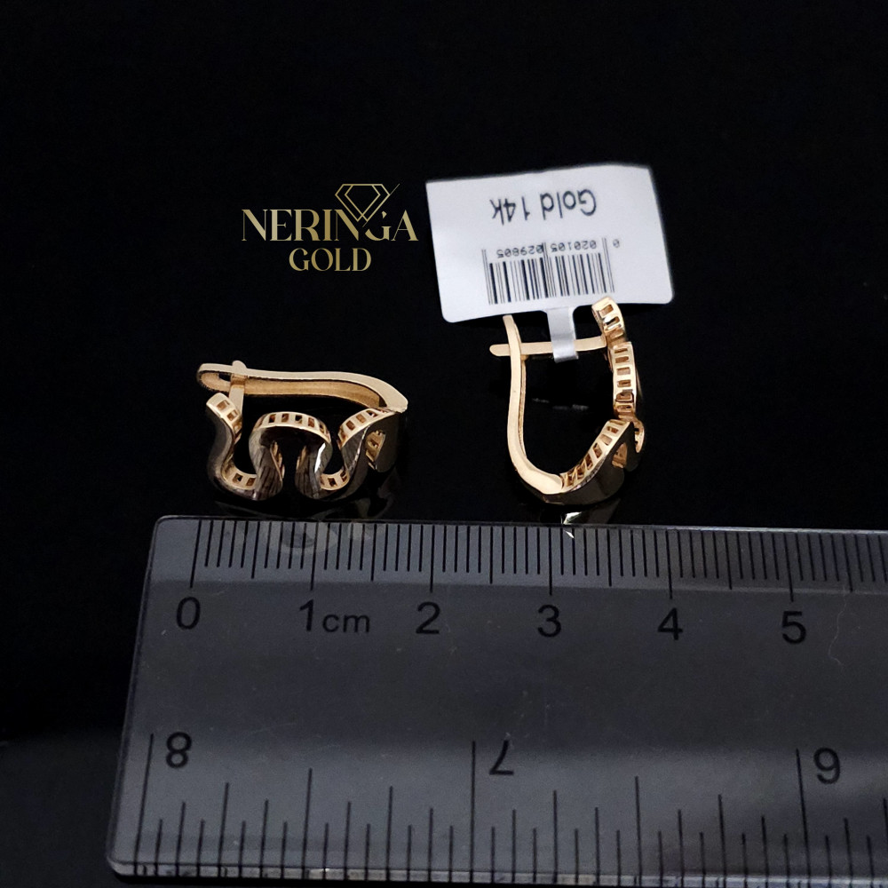 Rose gold english lock earrings #67332