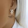 Rose gold english lock earrings #67332