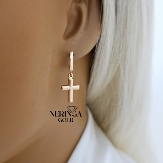 Rose gold english lock earrings #67344