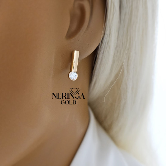 Rose gold english lock earrings #67331