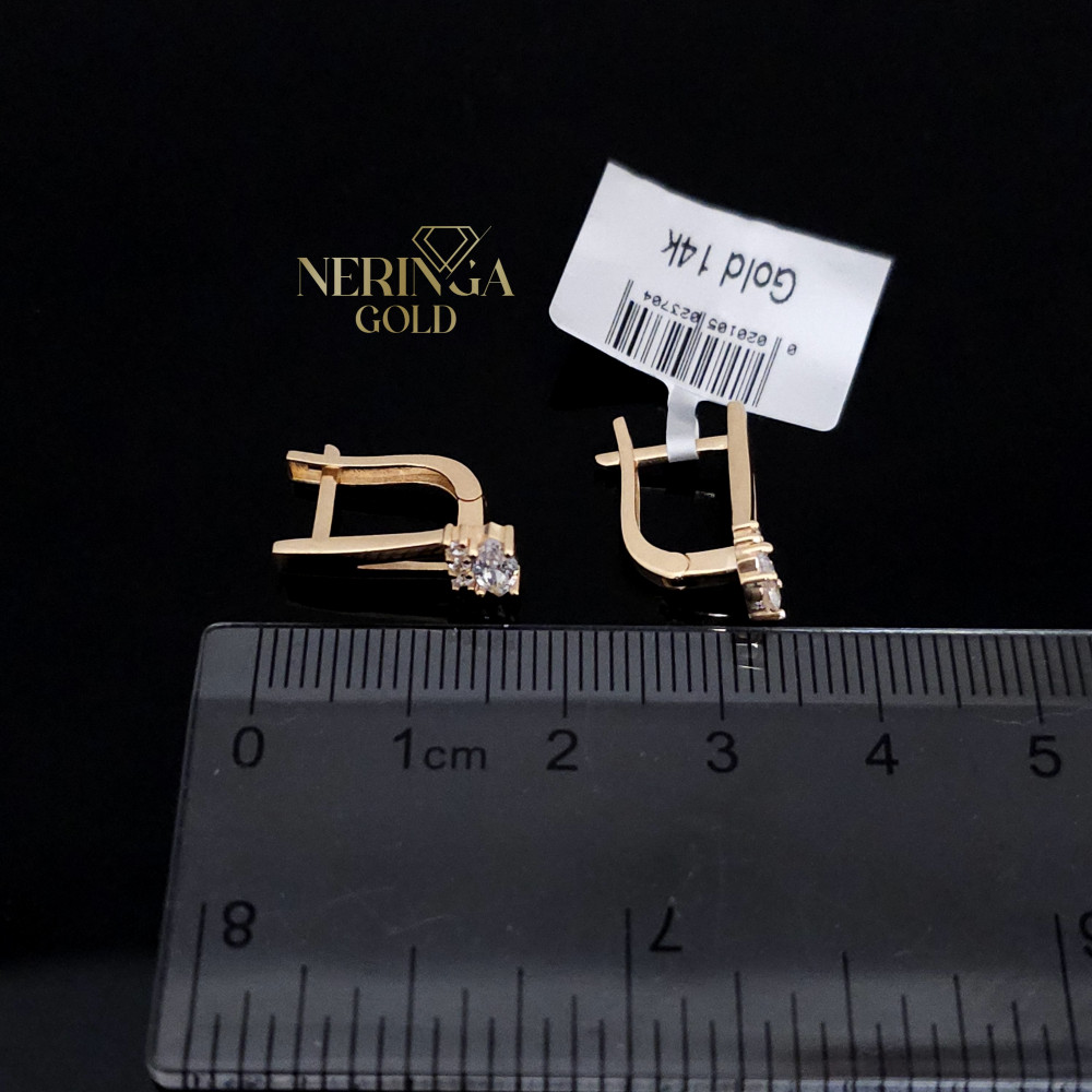 Rose gold english lock earrings #67330