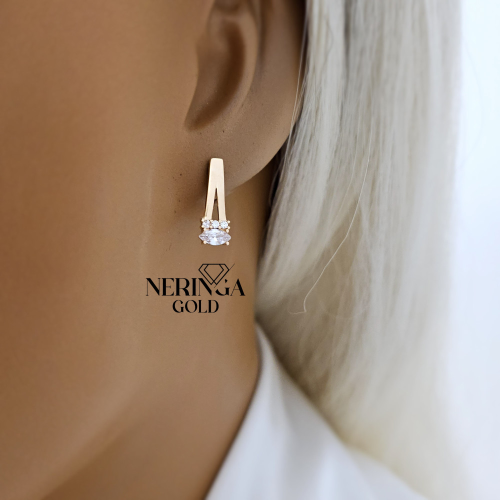 Rose gold english lock earrings #67330