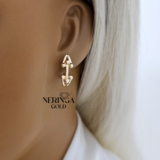 Rose gold english lock earrings #67337