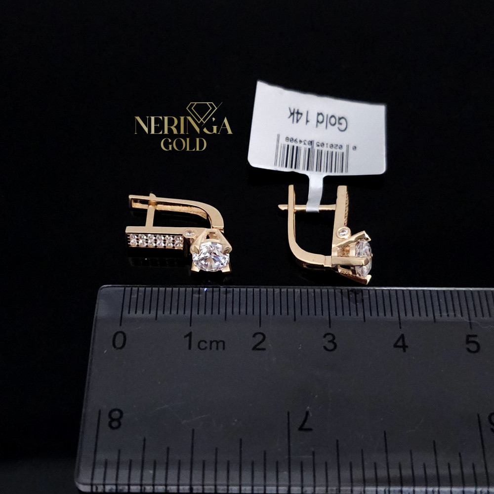 Rose gold english lock earrings #67334