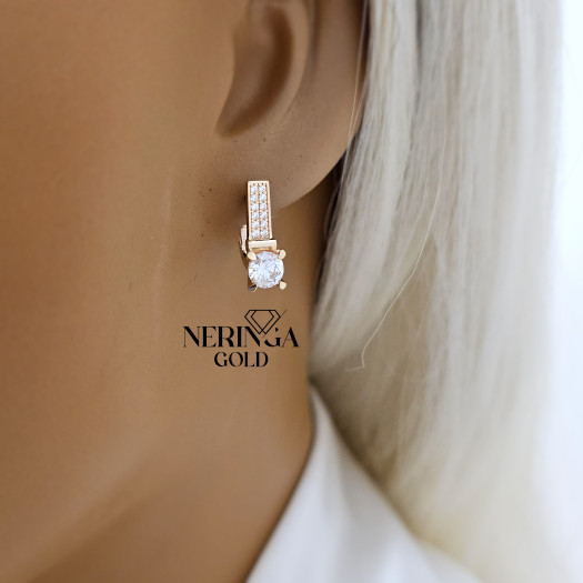 Rose gold english lock earrings #67334