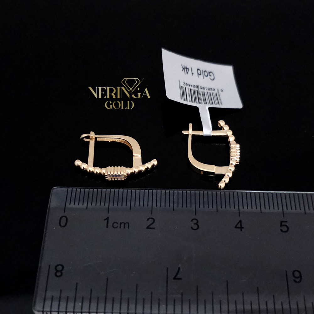 Rose gold english lock earrings #67335