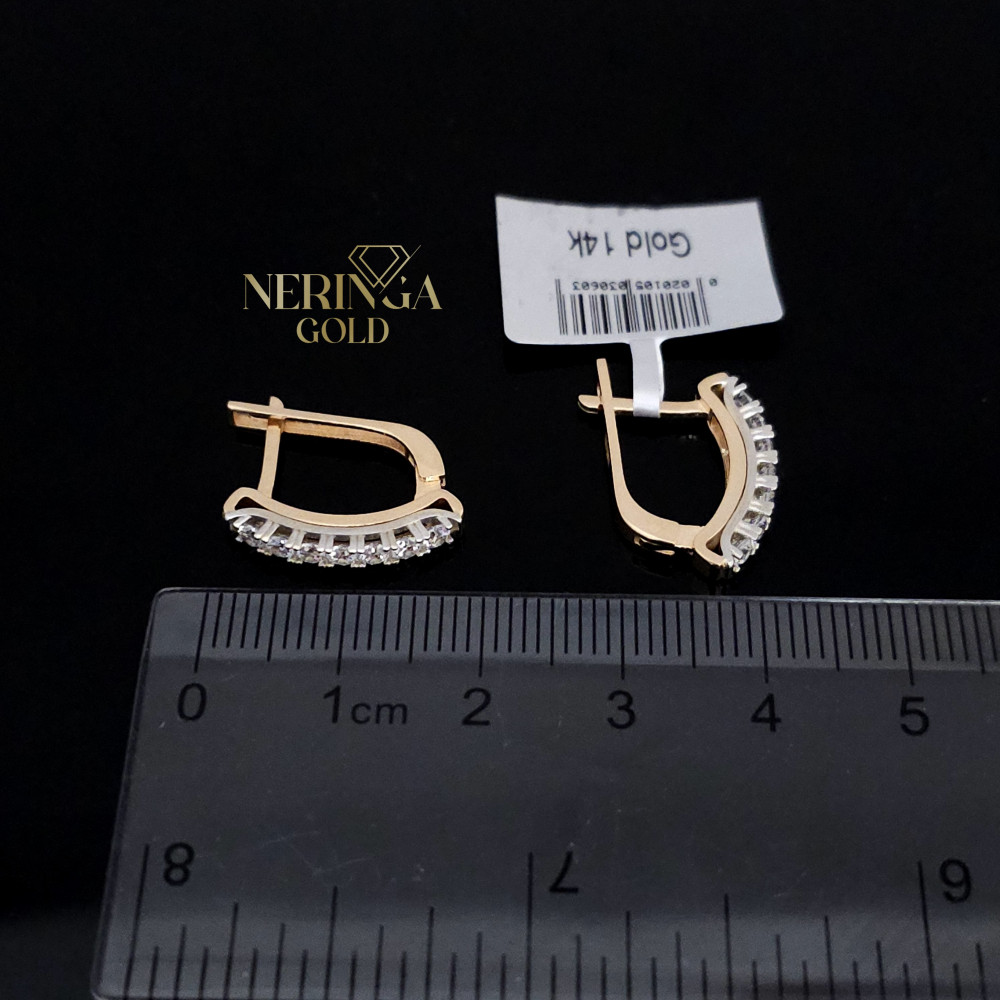 White rose gold english lock earrings #67343