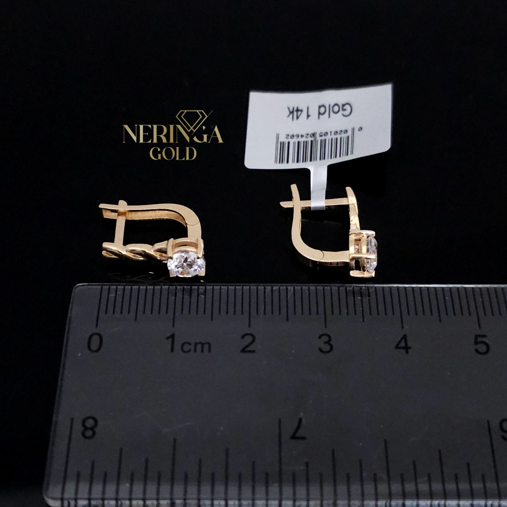 Rose gold english lock earrings #67328