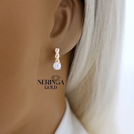Rose gold english lock earrings #67328