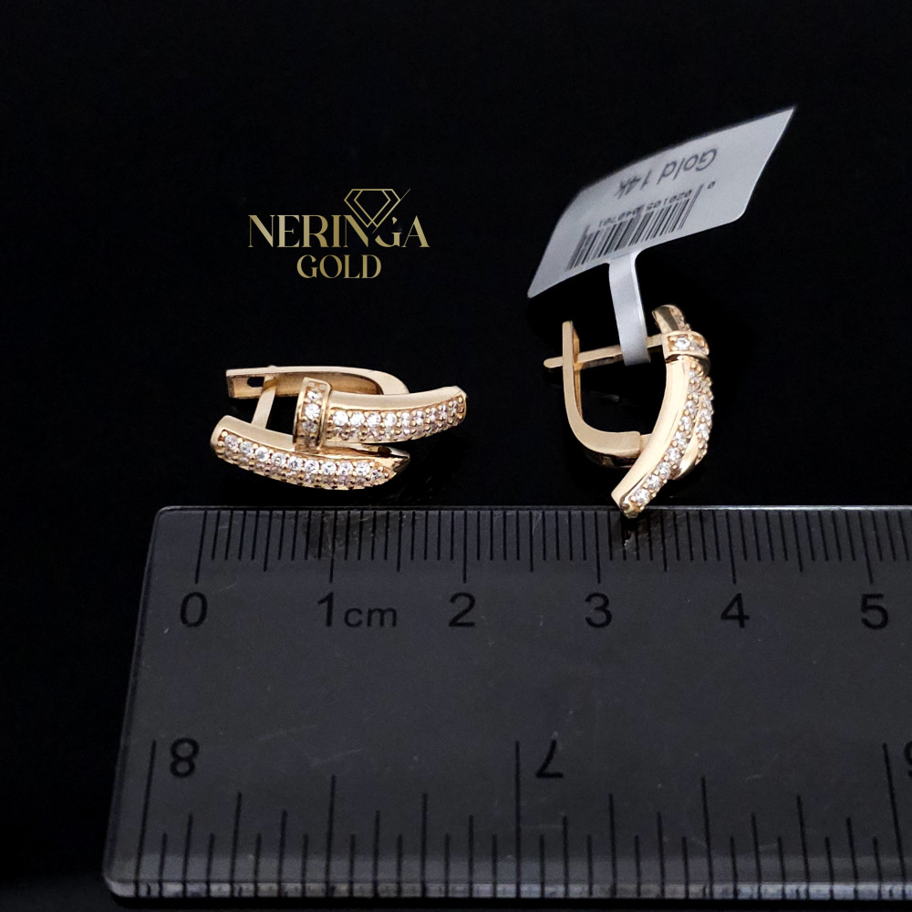 Rose gold english lock earrings #67339