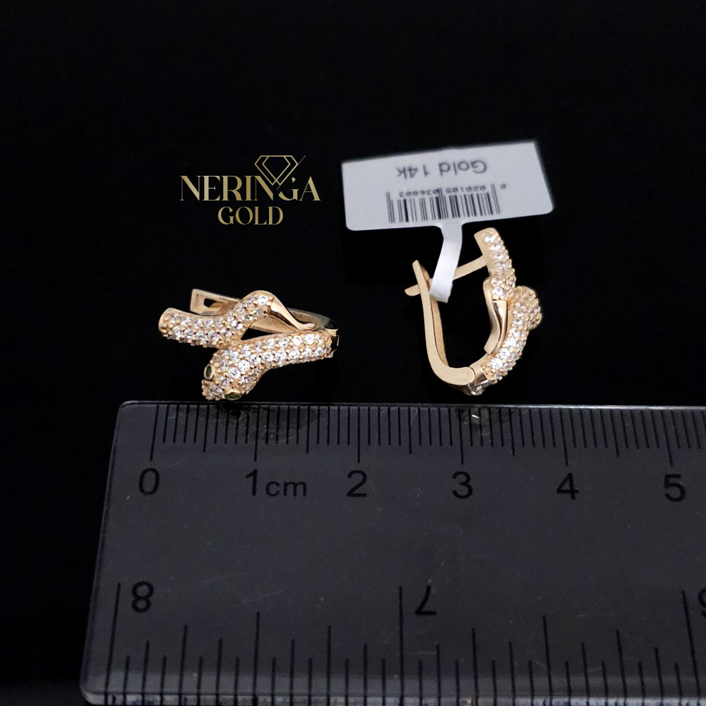 Rose gold english lock earrings #67342