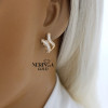 Rose gold english lock earrings #67342