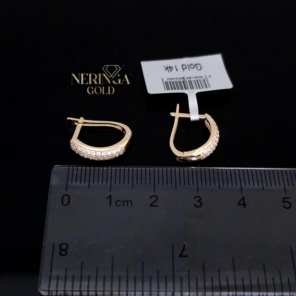 Rose gold english lock earrings #67336