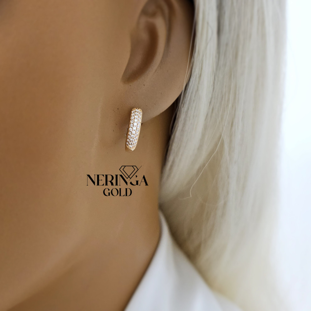 Rose gold english lock earrings #67336