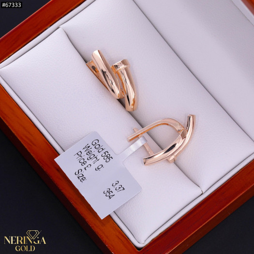 Rose gold english lock earrings #67333