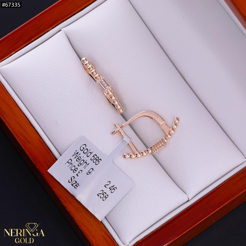 Rose gold english lock earrings #67335