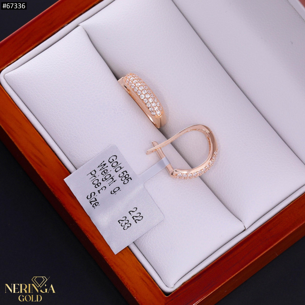 Rose gold english lock earrings #67336