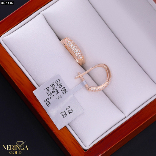 Rose gold english lock earrings #67336