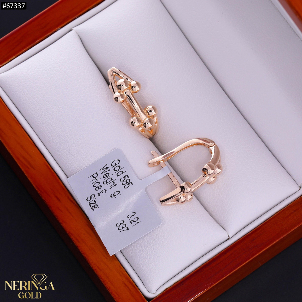 Rose gold english lock earrings #67337