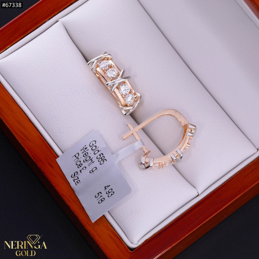 White rose gold english lock earrings #67338