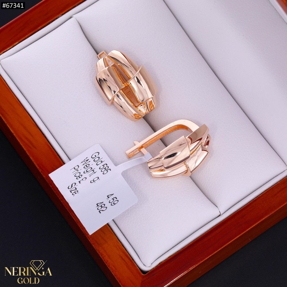 Rose gold english lock earrings #67341