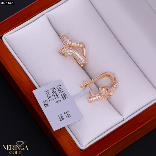 Rose gold english lock earrings #67342
