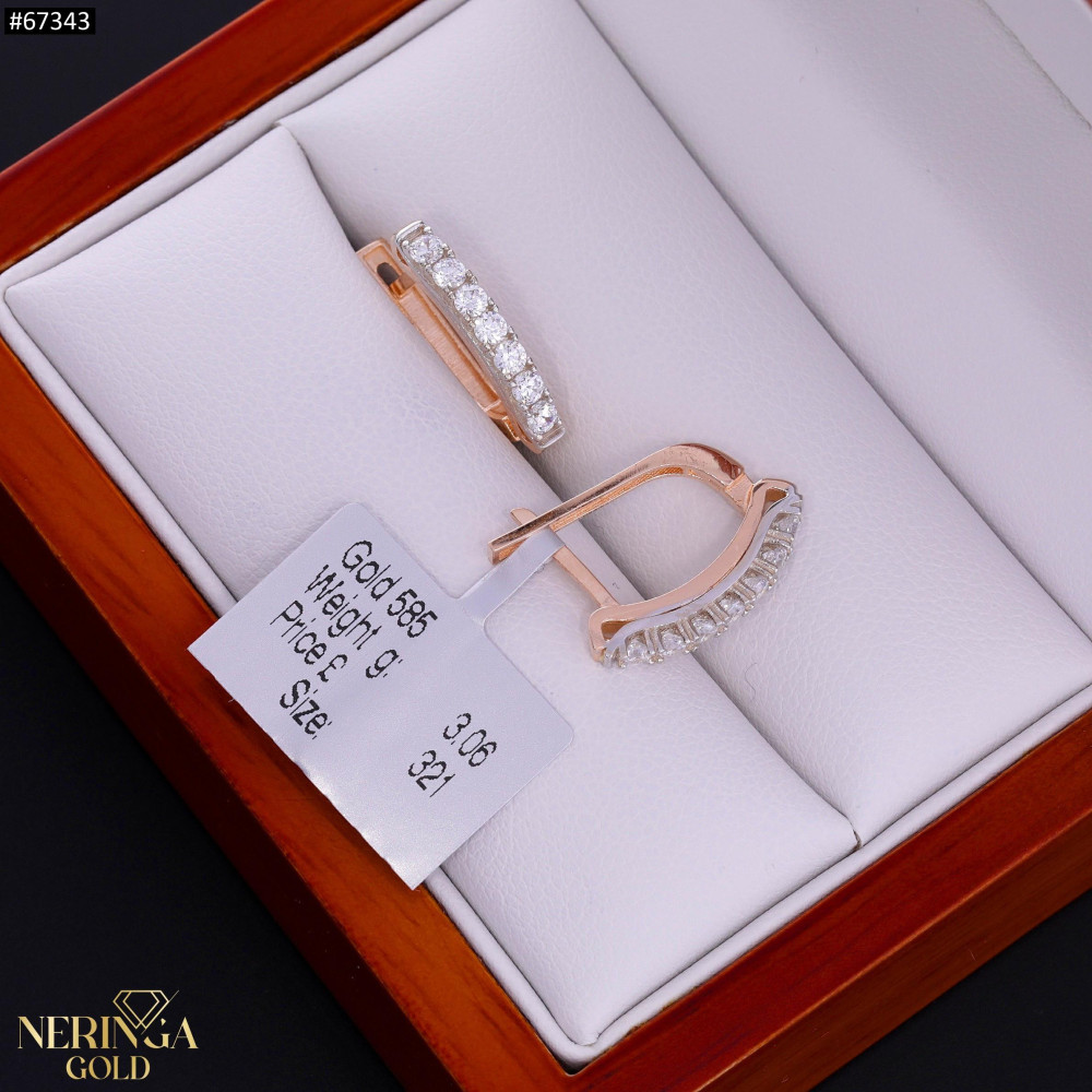 White rose gold english lock earrings #67343