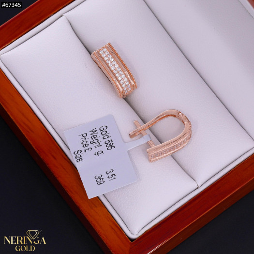 Rose gold english lock earrings #67345