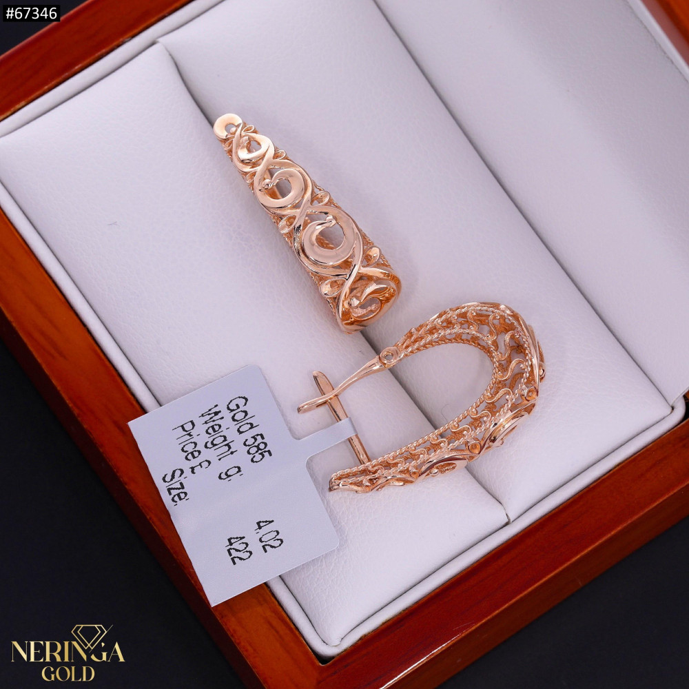 Rose gold english lock earrings #67346