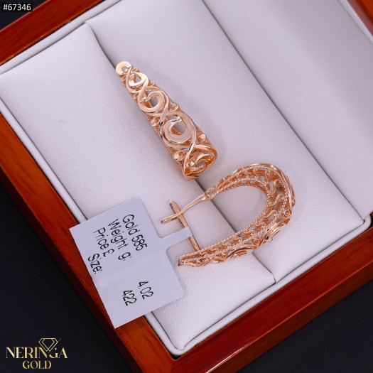 Rose gold english lock earrings #67346