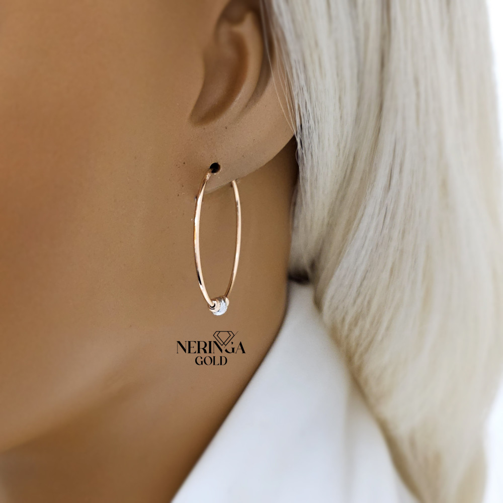 White rose gold hoop earrings #67380