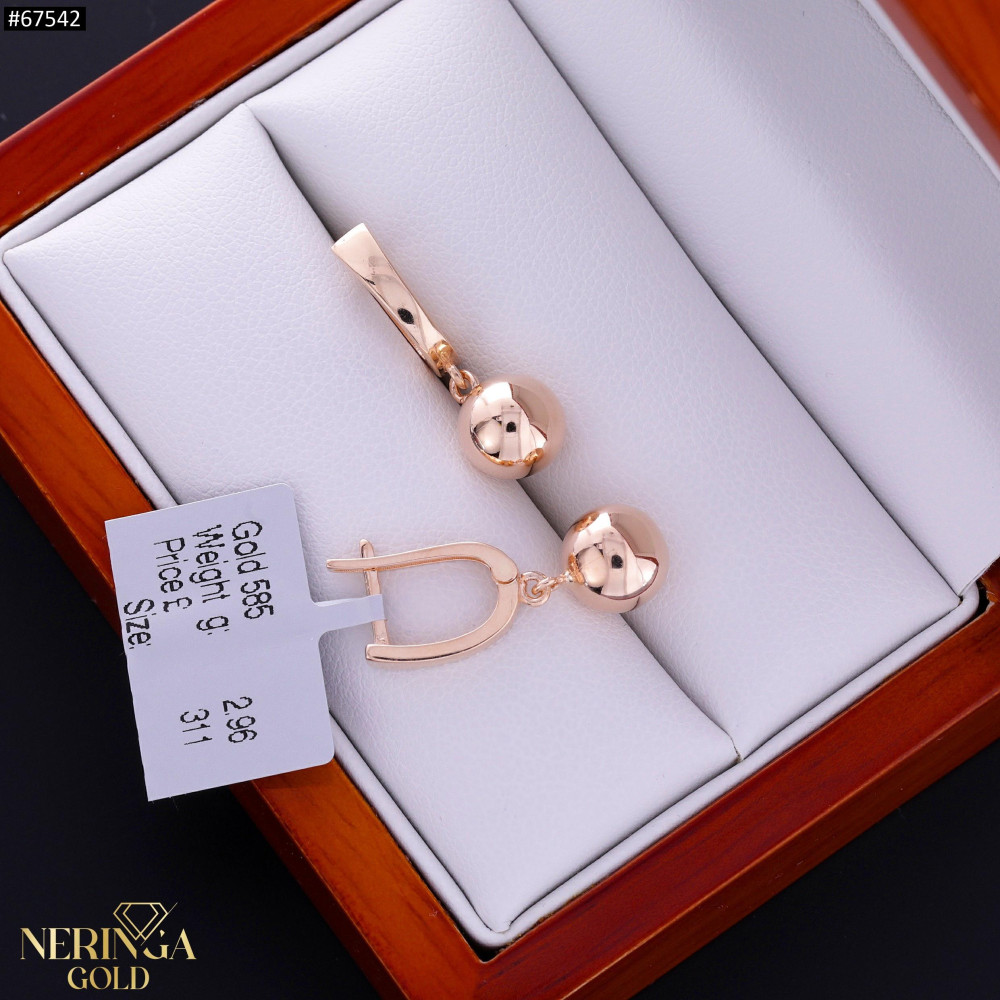Rose gold english lock earrings #67542