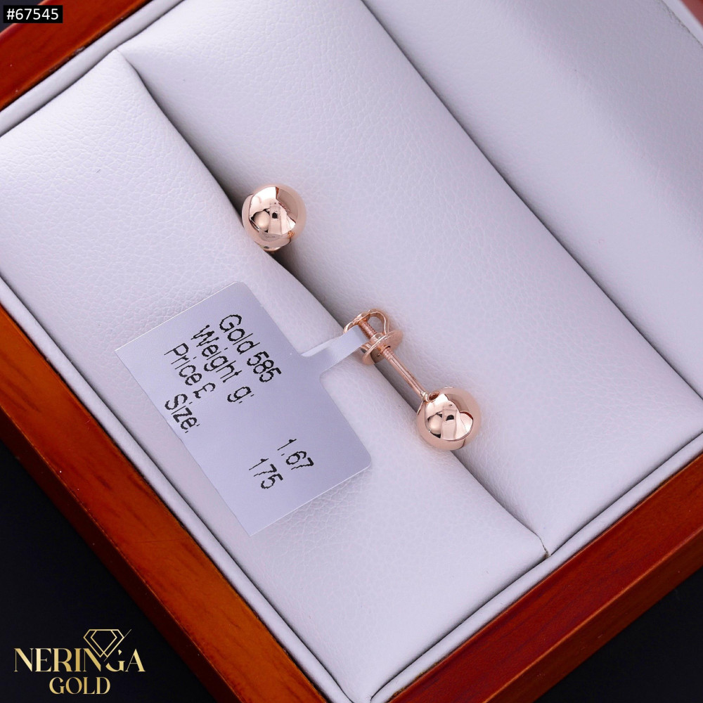 Rose gold stud earrings #67545
