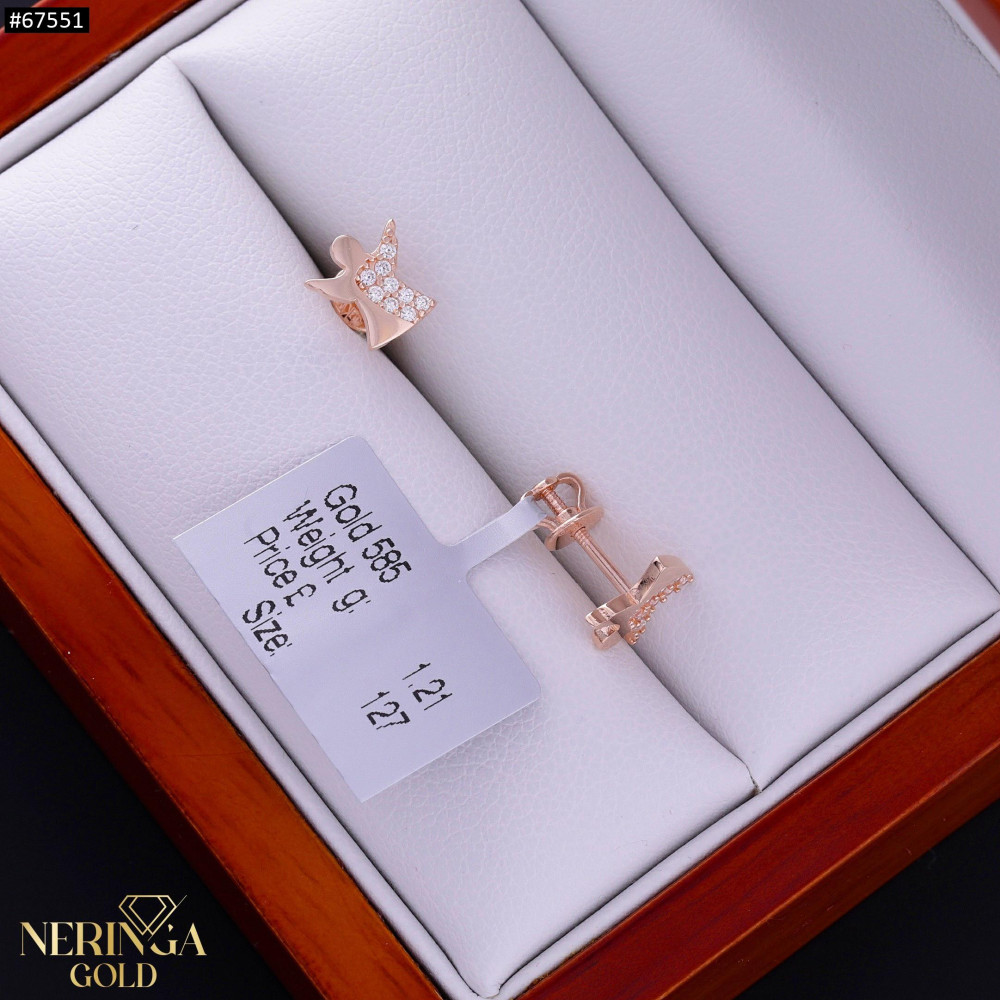 Rose gold stud earrings #67551
