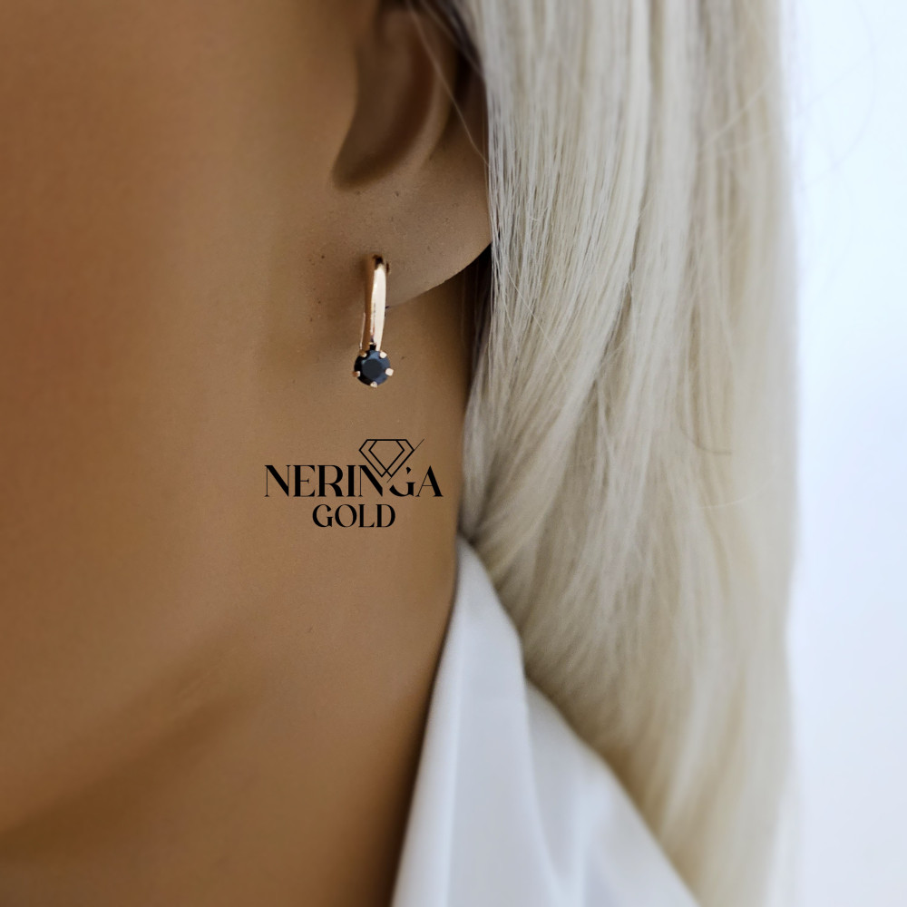 Rose gold english lock earrings #67519