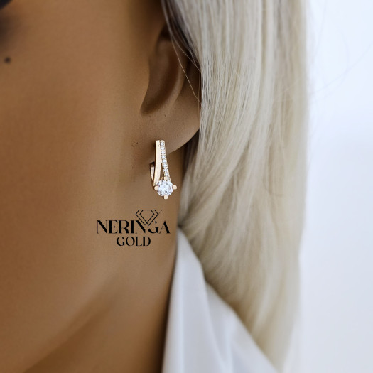 Rose gold english lock earrings #67515