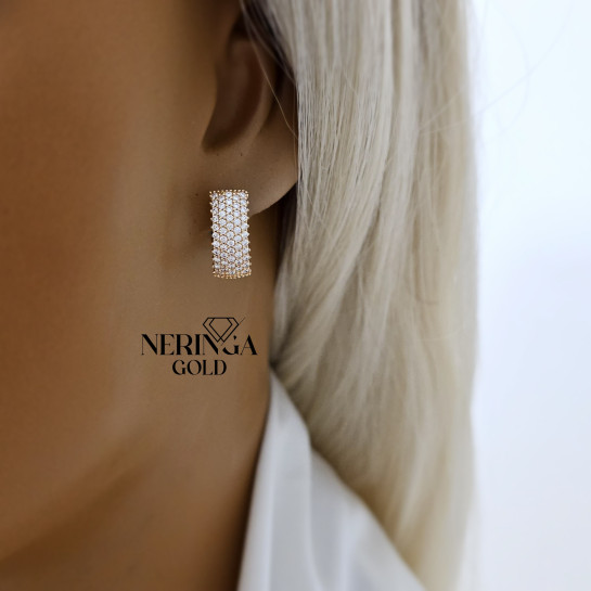 Rose gold english lock earrings #67507