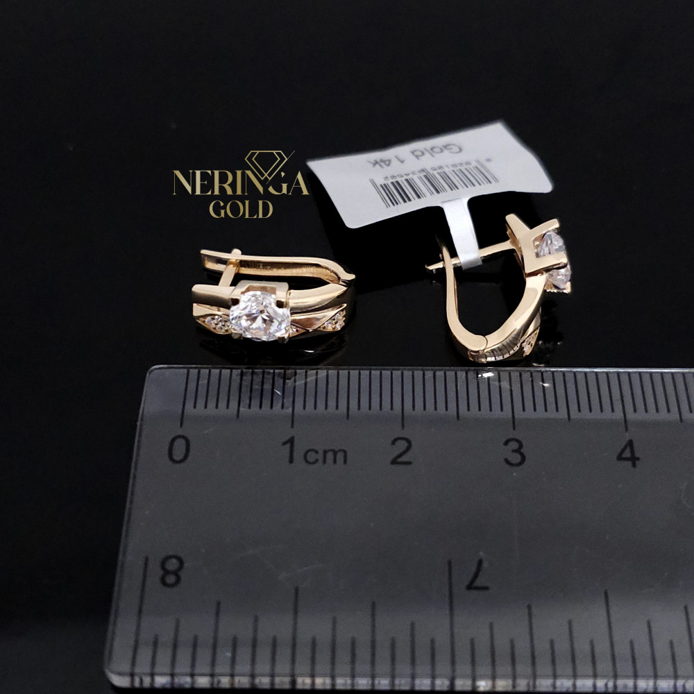Rose gold english lock earrings #67513