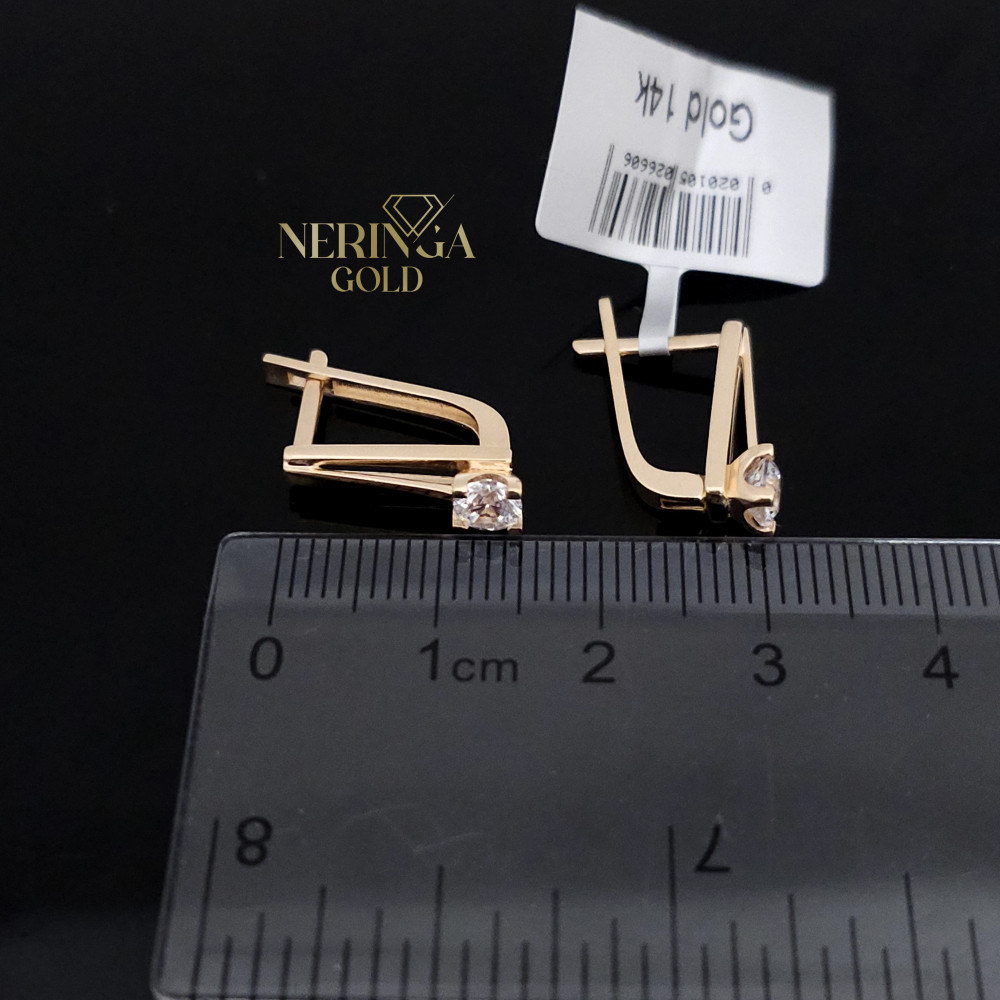 Rose gold english lock earrings #67511