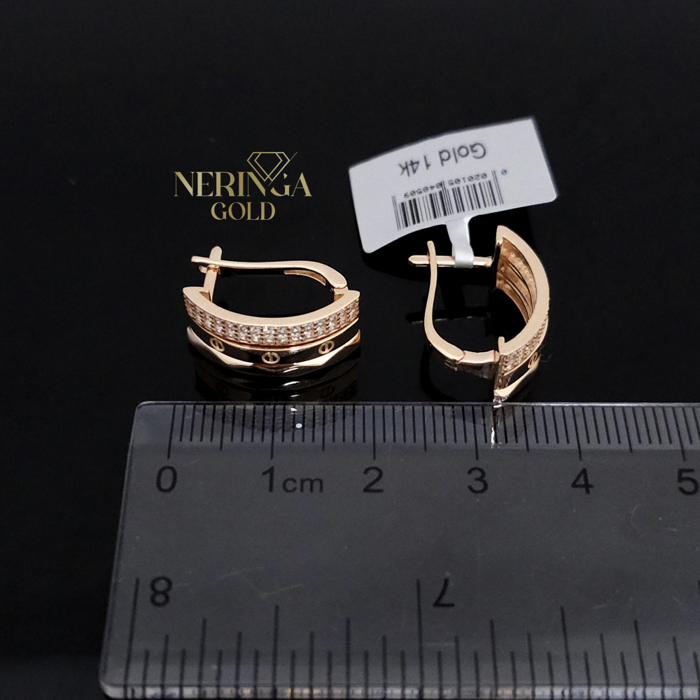 Rose gold english lock earrings #67506