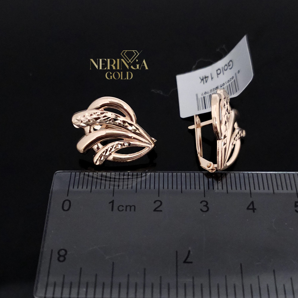 Rose gold english lock earrings #67517