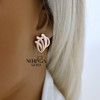 Rose gold english lock earrings #67517