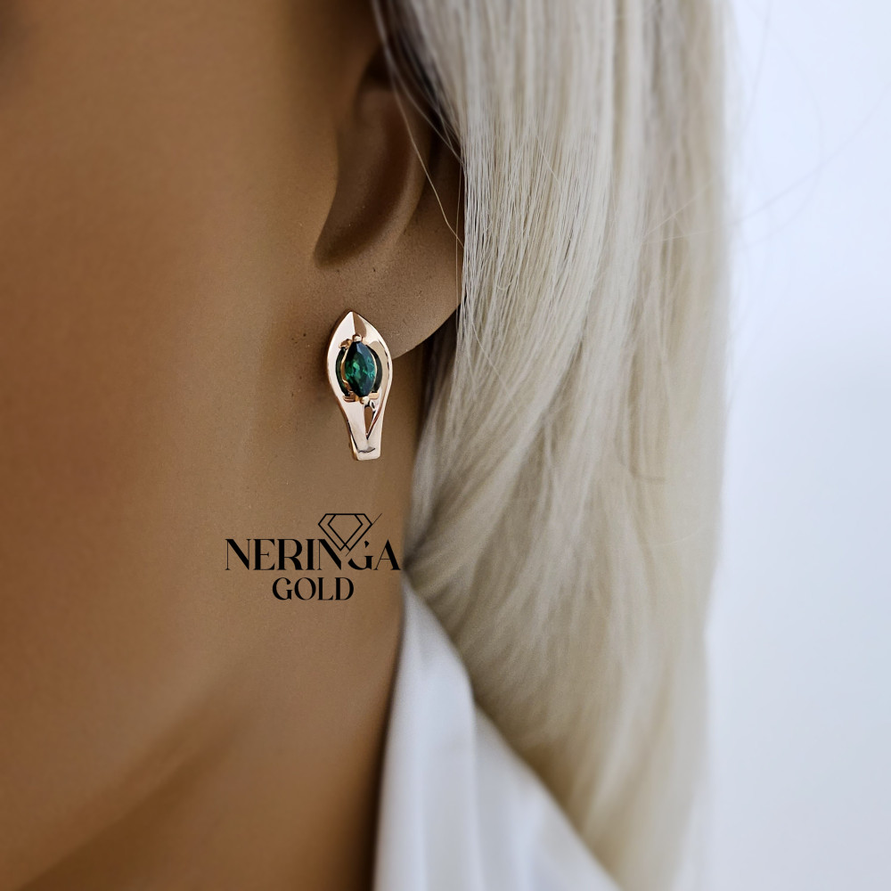 Rose gold english lock earrings #67509